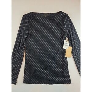 Halogen Sheer Top Medium Black Multi Lady Dot New